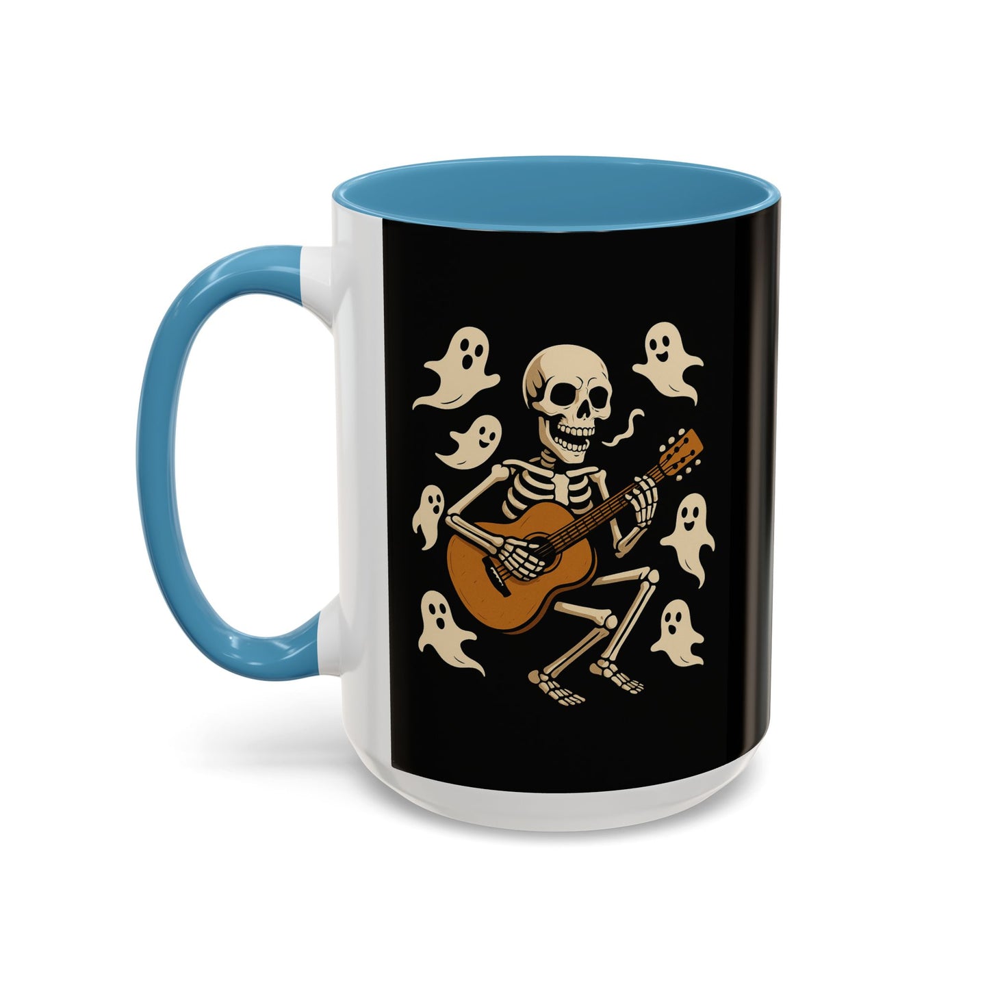 Spooky Skeleton Coffee Mug, Halloween Decor, Bone-Jam Ghost Mug, Gift for Music Lovers, Unique Drinkware