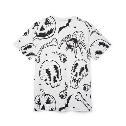 Halloween Skull Graphic Tee, Unisex T-Shirt, Spooky Apparel, October Fest, Halloween Costume Top, Skull and Spider Design