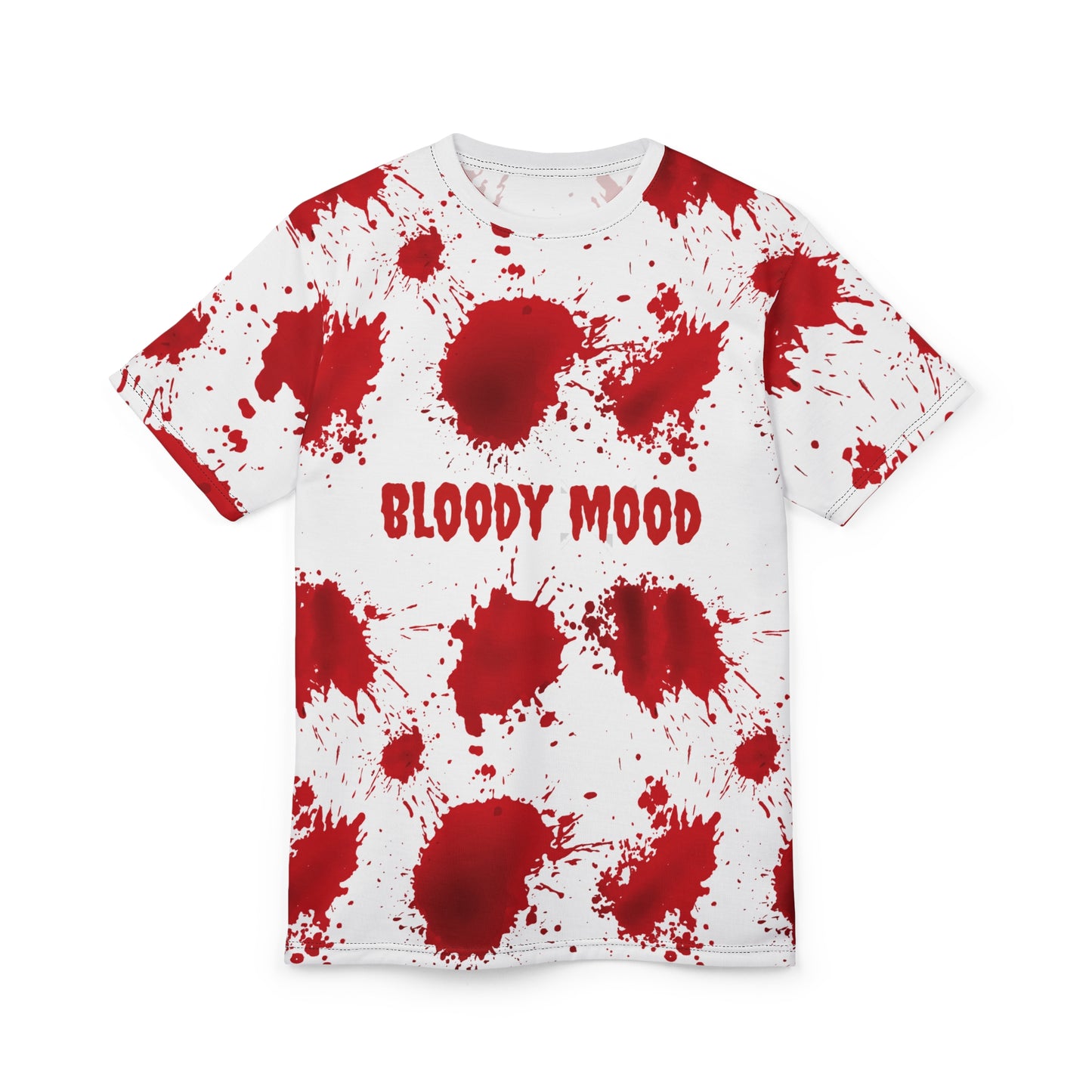Bloody Mood Unisex Cut & Sew Tee, Halloween Costume Shirt, Graphic Tee for Horror Fans, Spooky Party Wear, Gifts for Horror Lovers