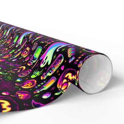 Vibrant Halloween Wrapping Paper, Colorful Gift Wrap for Birthdays, Parties, and Holidays, Unique Patterns and Designs