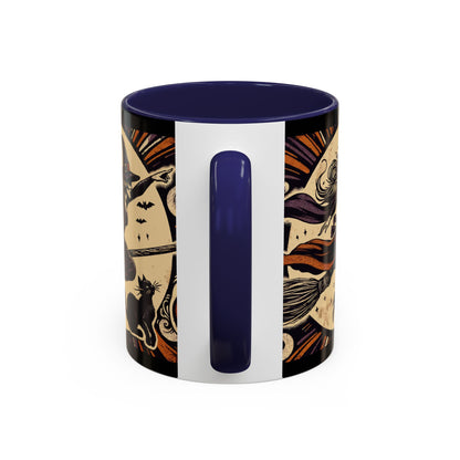 Halloween-Themed Accent Coffee Mug, Coffee Cup for Witch Lovers, Haunted Mug for Spooky Season, Unique Gift for Halloween, Witch Decor