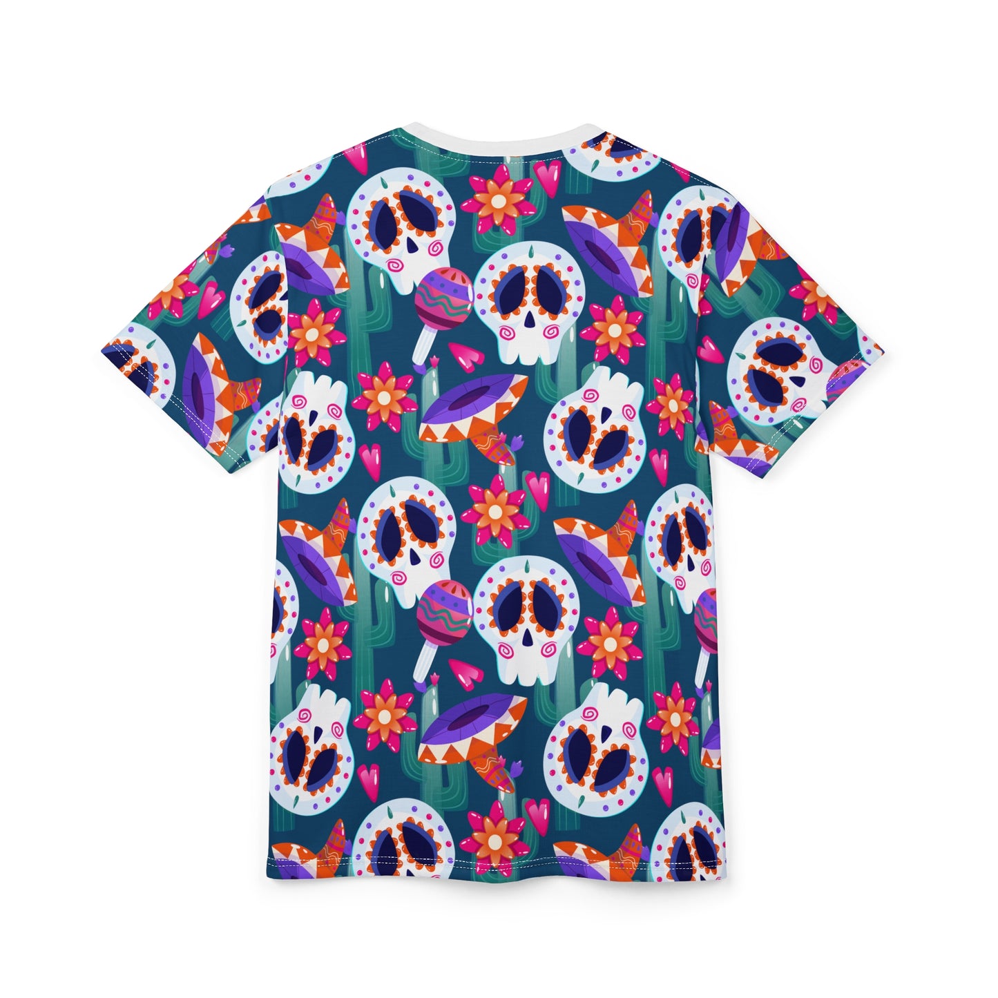 Colorful Skull Print Unisex Tee, Boho Shirt, Festival Wear, Day of the Dead Apparel, Edgy Fashion T-Shirt