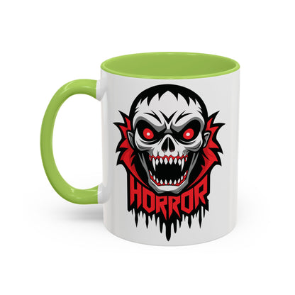 Horror-Themed Coffee Mug, Unique Gift for Halloween Lovers, Scary Decor, Black Accented Mug, Gothic Drinkware, Spooky Kitchenware