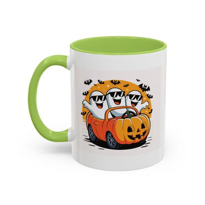 Halloween Ghost Car Coffee Mug, Spooky Mug for Fall, Pumpkin Spice Coffee Cup, Halloween Theme Drinkware, Funny Ghost Mug