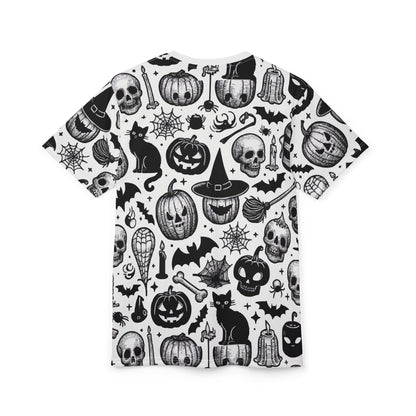 Spooky Skull & Pumpkin Unisex Tee, Halloween Shirt, Graphic Tee, Casual Wear, Goth Fashion, Unique Gift Idea