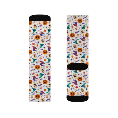 Cheerful Sublimation Socks for Fun Days, Colorful Holiday Sock Gift, Cute Patterned Crew Socks, Seasonal Celebrations, Whimsical Socks