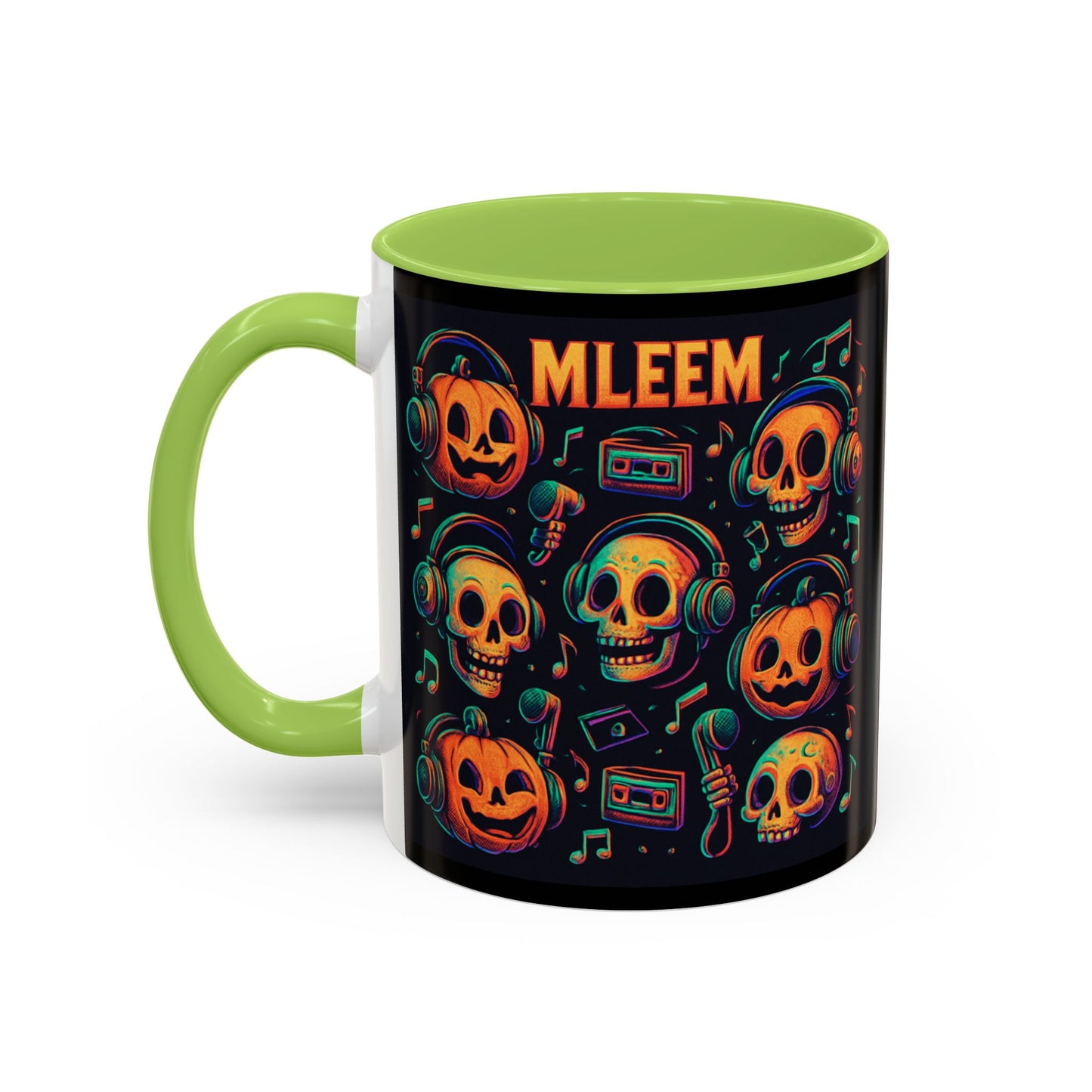 Halloween Skull Coffee Mug, Spooky Decor, Gift for Music Lovers, Pumpkin Head Mug, Halloween Party Favor