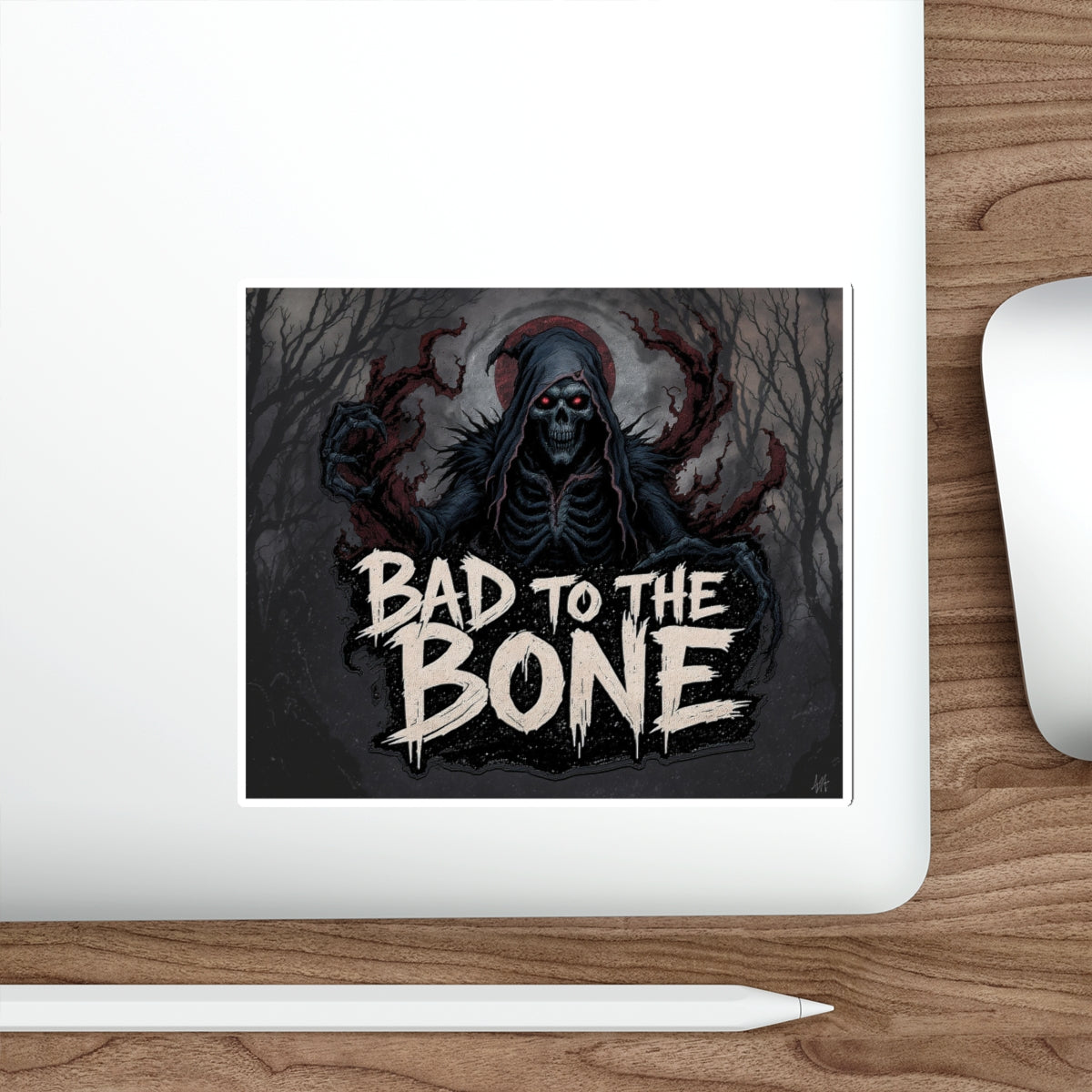 Bad to the Bone Die-Cut Stickers | Edgy Skull Decor, Laptop Decorations, Halloween Party Favors, Punk Aesthetic Accessories, Gift Stickers