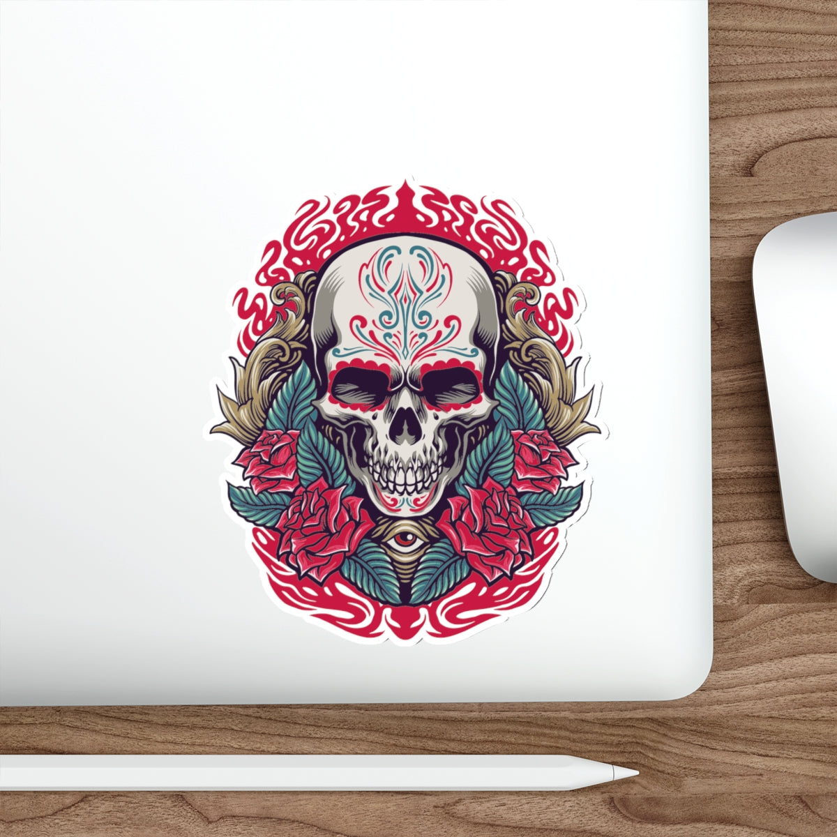 Vibrant Skull Die-Cut Stickers | Gothic Decor, Art Gifts, Laptop Stickers, Festivals, Unique Accessories