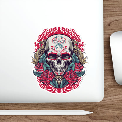 Vibrant Skull Die-Cut Stickers | Gothic Decor, Art Gifts, Laptop Stickers, Festivals, Unique Accessories