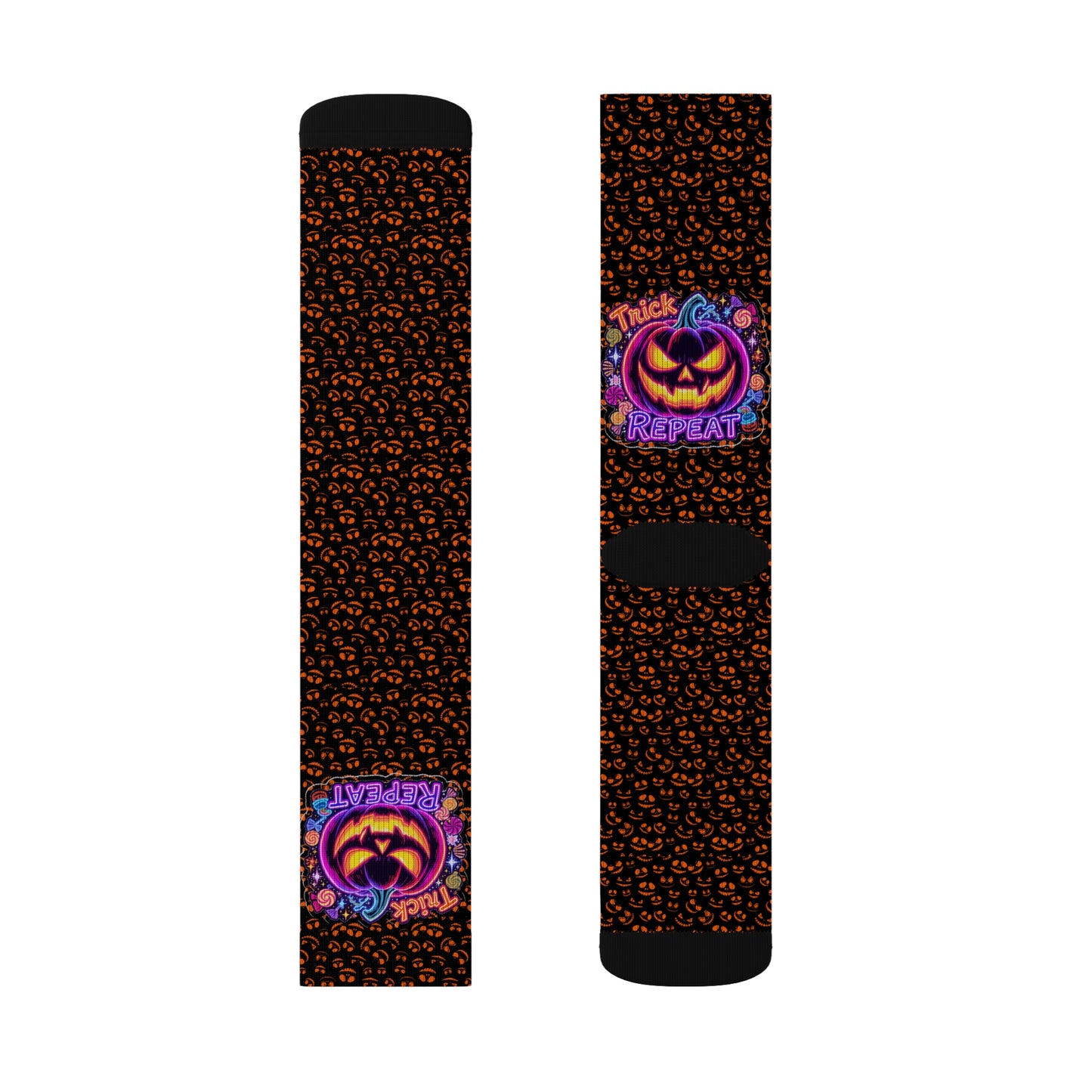 Halloween Themed Sublimation Socks, Custom Graphic Socks, Fun Holiday Gift, Trick or Treat Socks, Cozy Autumn Accessories