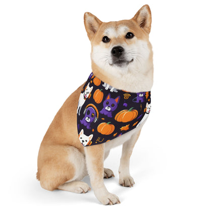 Halloween Pet Bandana Collar, Dog Costume Accessory, Fall Pet Apparel, Pumpkin Print Dog Scarf, Cute Dog Bandana for Dogs
