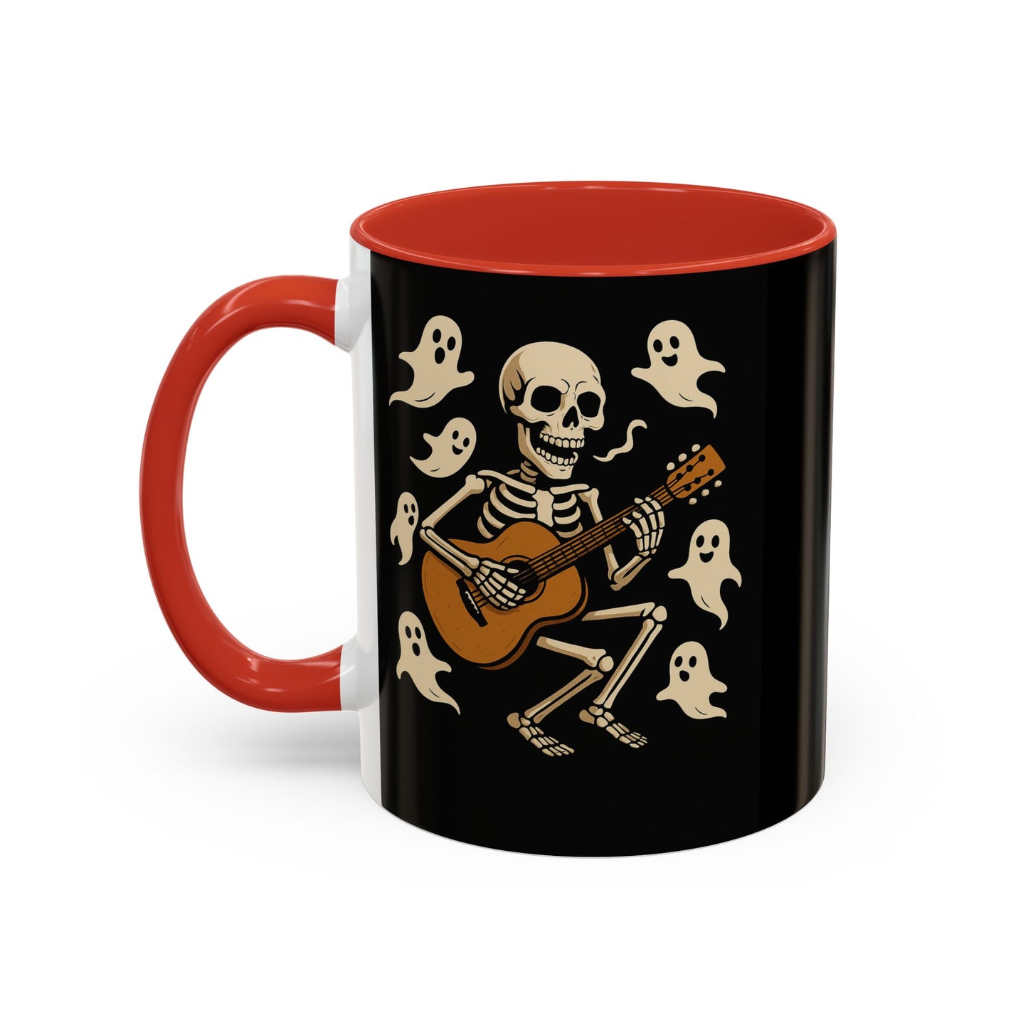 Spooky Skeleton Coffee Mug, Halloween Decor, Bone-Jam Ghost Mug, Gift for Music Lovers, Unique Drinkware