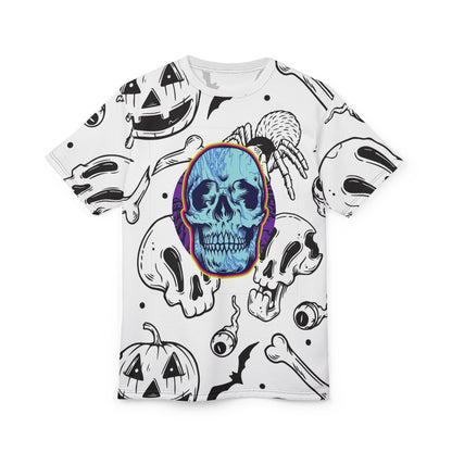 Halloween Skull Graphic Tee, Unisex T-Shirt, Spooky Apparel, October Fest, Halloween Costume Top, Skull and Spider Design