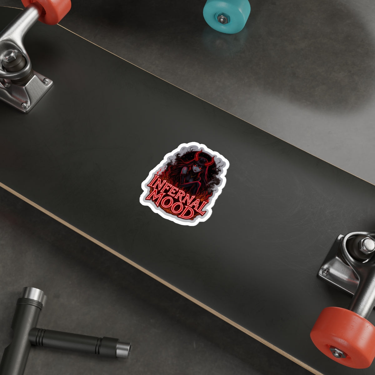 Infernal Mood Die-Cut Stickers, Gothic Aesthetic Stickers, Devilish Laptop Decor, Alternative Lifestyle, Gift for Dark Art Lovers