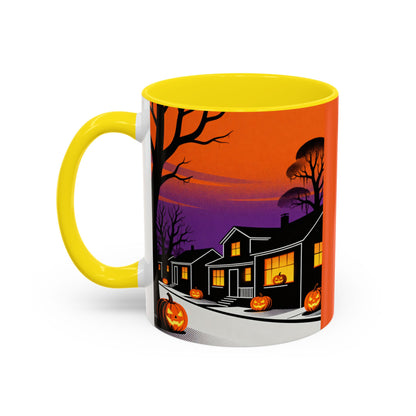 Halloween-Themed Accent Coffee Mug, Spooky Autumn Decor, Pumpkin Coffee Cup, Fall Gift, October Celebration