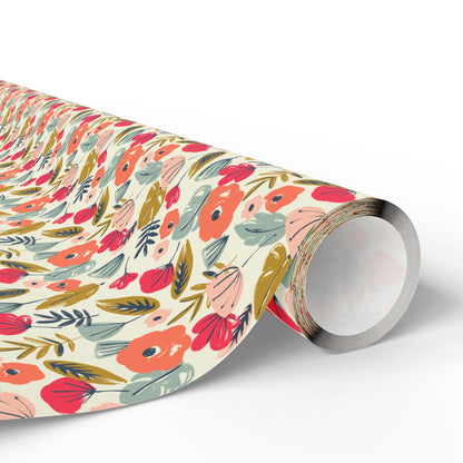 Floral Wrapping Paper for All Occasions, Gift Wrap Roll, Birthday, Holiday, Eco-Friendly, Festive Gift Packaging, Artisan Design