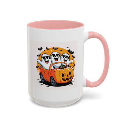 Halloween Ghost Car Coffee Mug, Spooky Mug for Fall, Pumpkin Spice Coffee Cup, Halloween Theme Drinkware, Funny Ghost Mug