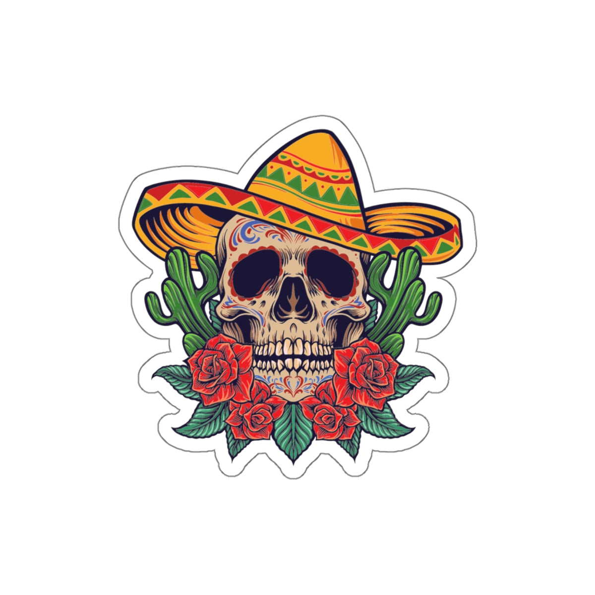 Vibrant Sugar Skull Stickers | Dia de los Muertos Decor, Mexican Culture Art, Laptop Decor, Gift for Halloween, Party Supplies