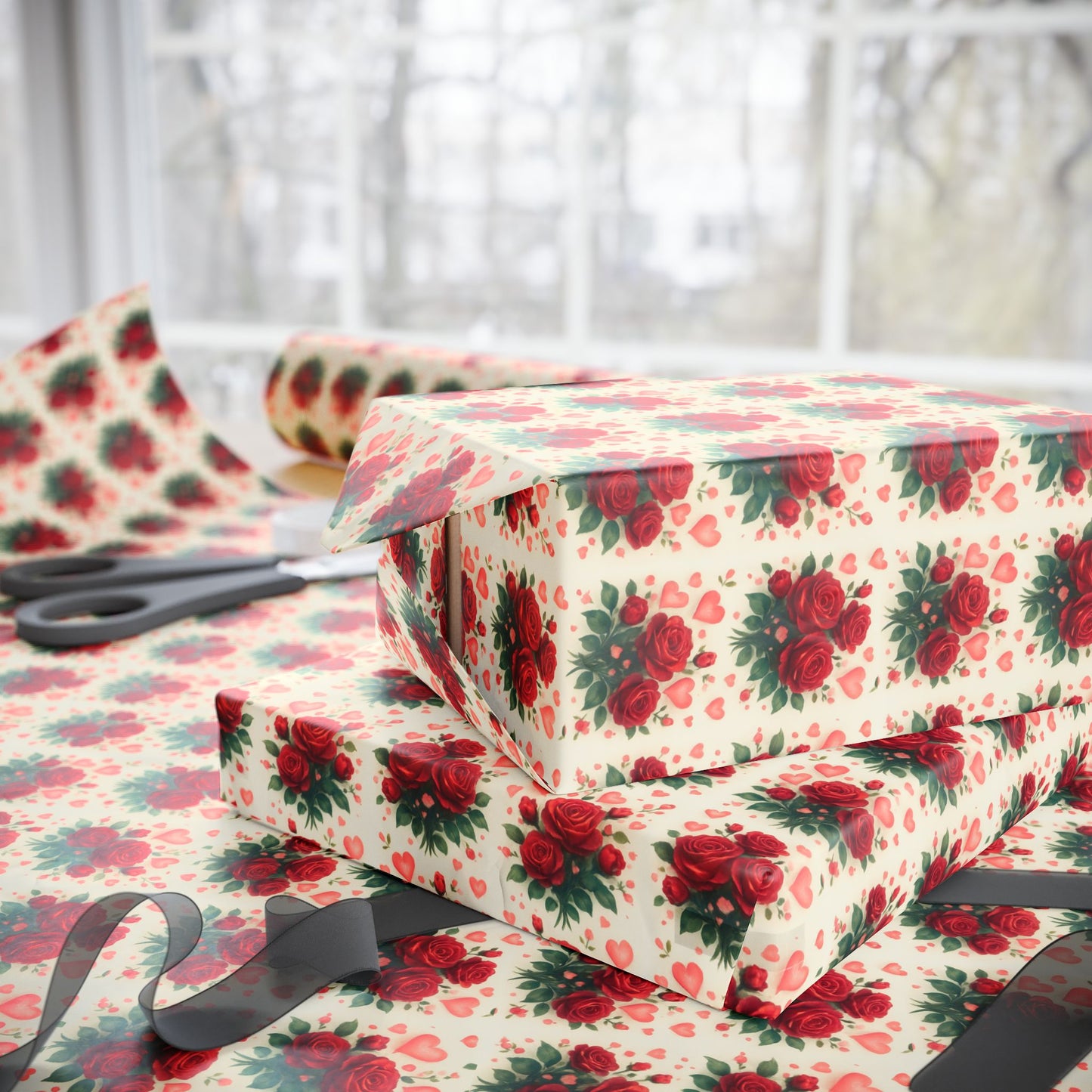 Elegant Wrapping Paper for Gifts, Floral Gift Wrap, Birthday, Holiday, Christmas, DIY Craft Projects