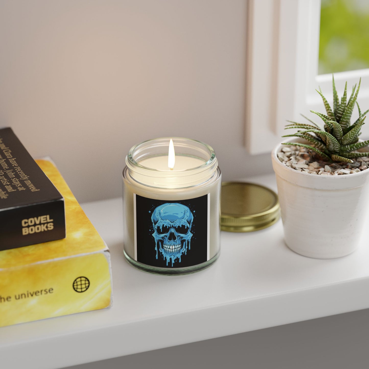 Chilling Skull Scented Candle - Coconut Apricot Wax, Dark Aesthetic Gifts, Home Decor, Occult Candles, Halloween Decor