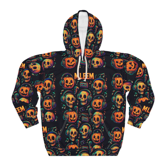 Vibrant Skull Graphic Hoodie, Unisex Pullover, Halloween Sweater, Spooky Style, Party Wear