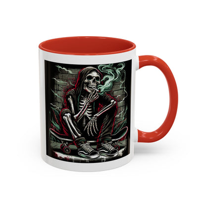 Gothic Skeleton Coffee Mug - Perfect for Halloween Decor, Gift for Skaters, Unique Drinkware, Spooky Vibe, 11 & 15oz Options
