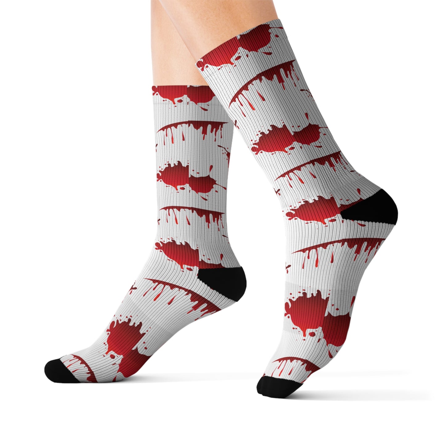 Blood Splatter Sublimation Socks, Unique Fun Socks for Halloween, Gift for Horror Fans, Stylish Casual Wear, Statement Accessories
