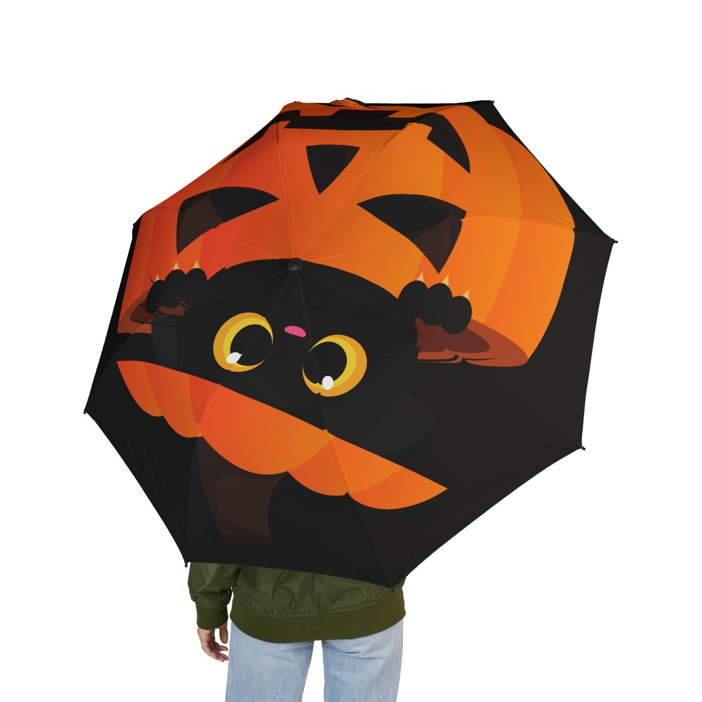 Cute Halloween Cat Umbrella | Foldable Black Cat Umbrella | Gift for Cat Lovers | Witchy Accessories | Fun Rain Gear