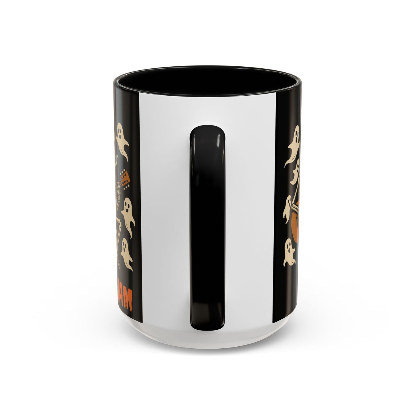 Spooky Skeleton Coffee Mug, Halloween Decor, Bone-Jam Ghost Mug, Gift for Music Lovers, Unique Drinkware