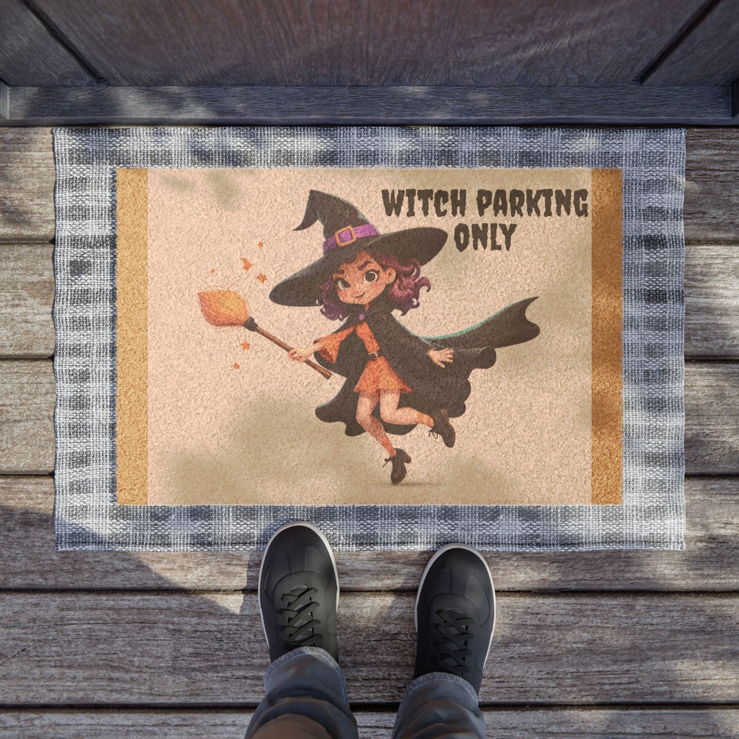 Witch Parking Doormat | Spooky Seasonal Decor, Halloween Entrance Mat, Funny Welcome Mat, Gift for Witch Lovers, Holiday Home Decor