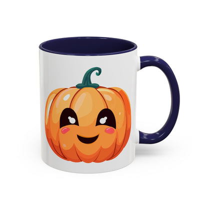 Cute Pumpkin Accent Coffee Mug for Fall, Halloween Decor, Gift for Coffee Lovers, Autumn Kitchenware, Seasonal Drinkware