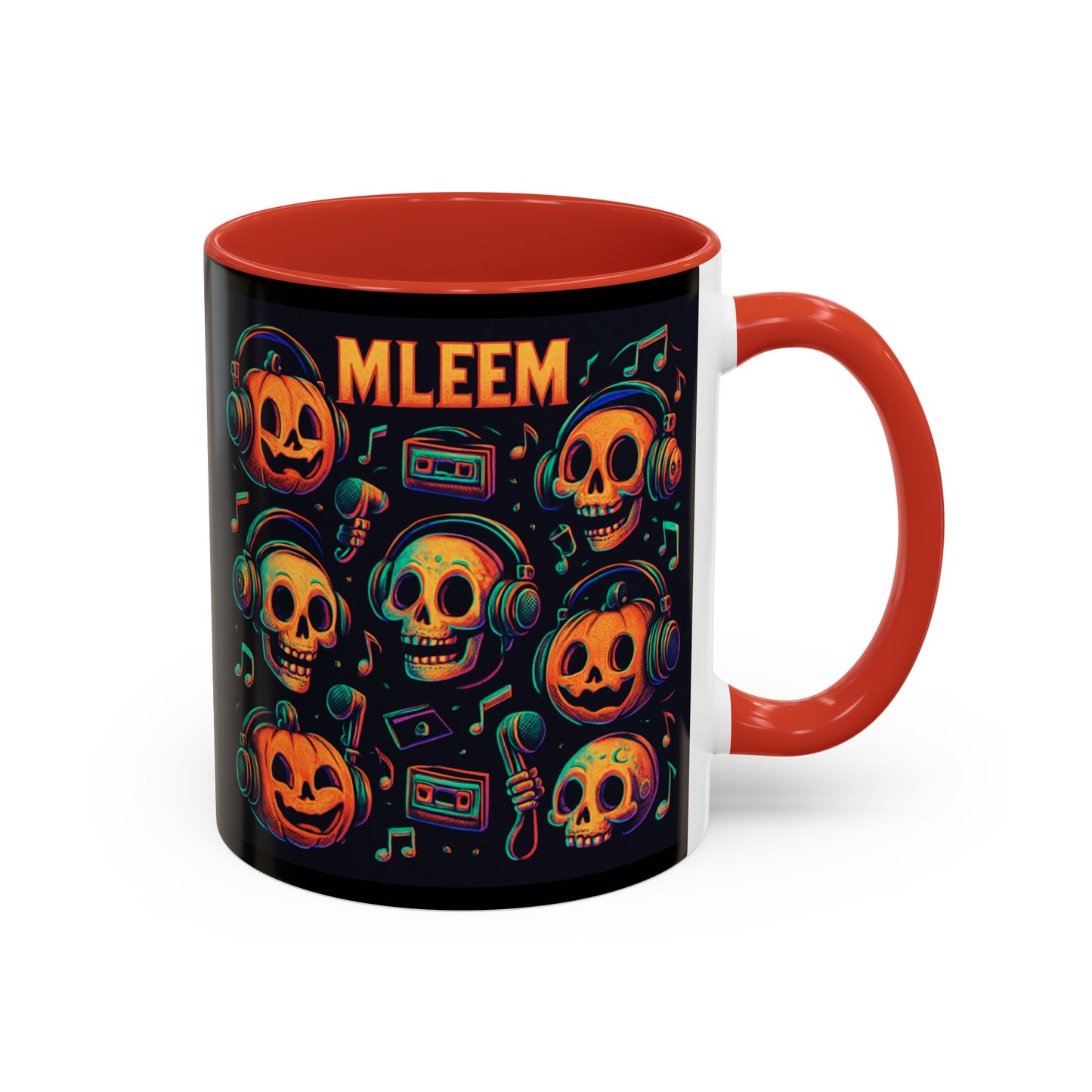 Halloween Skull Coffee Mug, Spooky Decor, Gift for Music Lovers, Pumpkin Head Mug, Halloween Party Favor