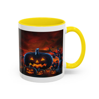 Halloween Pumpkin Accent Mug, Spooky Coffee Cup, Fall Decor, Trick or Treat Gift, Dark Themed Drinkware, Halloween 2023,