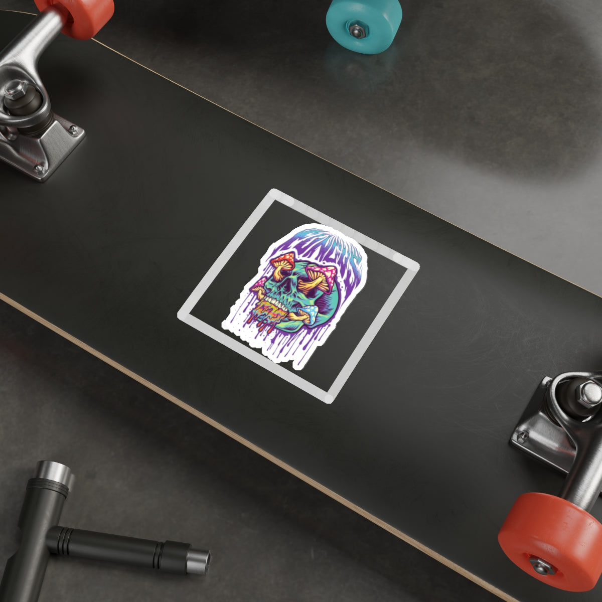 Vibrant Skull Mushroom Die-Cut Stickers | Psychedelic Art, Laptop Decor, Gift for Artists, Festival Essentials, Cool Stickers