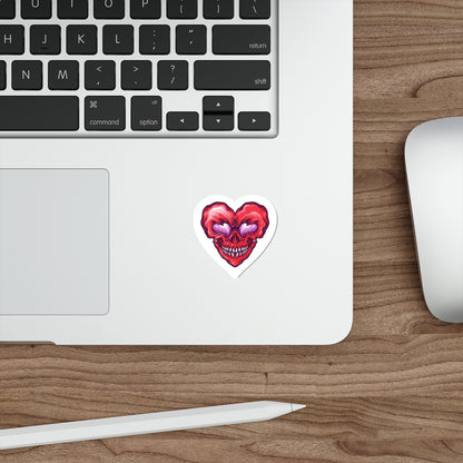 Heart Skull Die-Cut Stickers, Grunge Aesthetic Stickers for Laptop, Water Bottle, Car, Halloween Party Decor, Spooky Gift