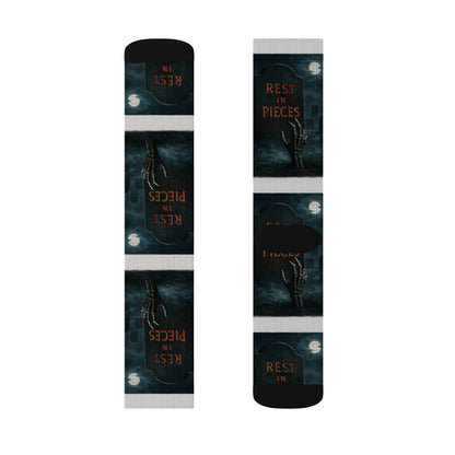 Gothic Themed Sublimation Socks, Perfect Gift for Halloween, Cosplay Accessories, Comfortable Footwear, Unique Fashion, Rest in Pieces