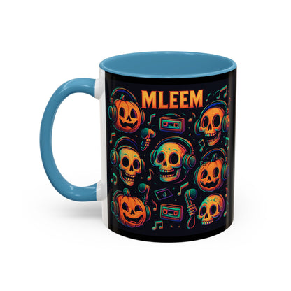 Halloween Skull Coffee Mug, Spooky Decor, Gift for Music Lovers, Pumpkin Head Mug, Halloween Party Favor