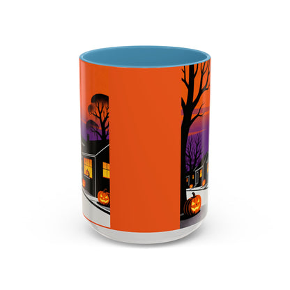 Halloween-Themed Accent Coffee Mug, Spooky Autumn Decor, Pumpkin Coffee Cup, Fall Gift, October Celebration