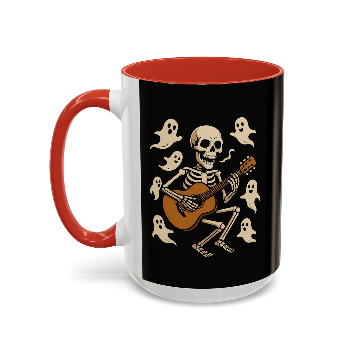 Spooky Skeleton Coffee Mug, Halloween Decor, Bone-Jam Ghost Mug, Gift for Music Lovers, Unique Drinkware