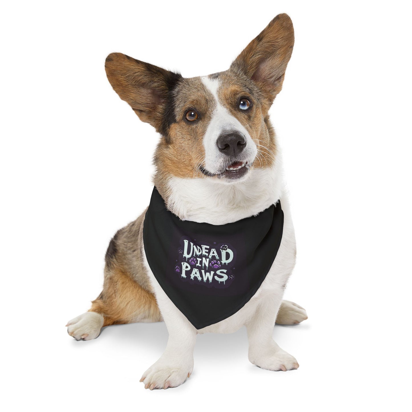 Undead in Paws Pet Bandana, Spooky Dog Accessory, Halloween Pet Costume, Adjustable Dog Collar Scarf, Fun Pet Fashion