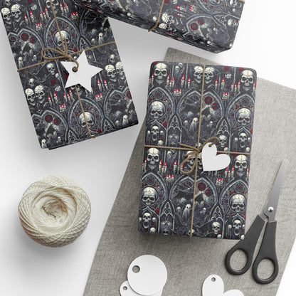 Gothic Skull Wrapping Paper - Unique Gift Wrap for Halloween, Birthdays, Parties, Celebrations, Occasions