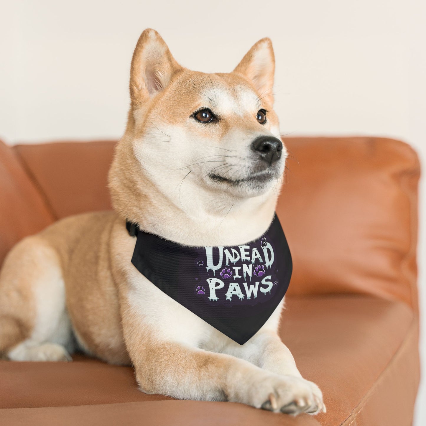 Undead in Paws Pet Bandana, Spooky Dog Accessory, Halloween Pet Costume, Adjustable Dog Collar Scarf, Fun Pet Fashion