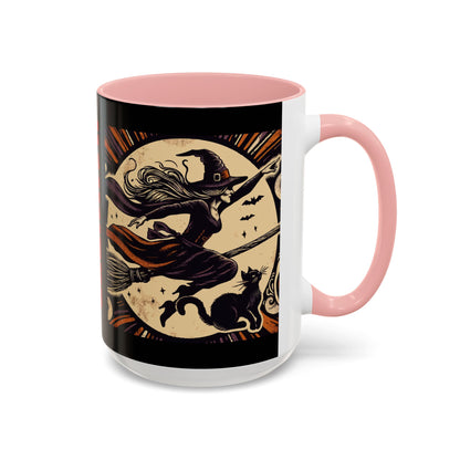 Halloween-Themed Accent Coffee Mug, Coffee Cup for Witch Lovers, Haunted Mug for Spooky Season, Unique Gift for Halloween, Witch Decor