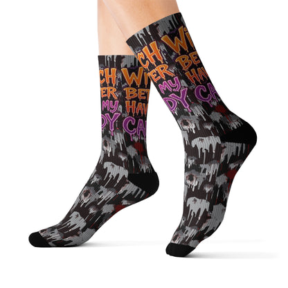Sublimation Socks - Spooky Ghost Design, Perfect for Halloween, Unique Gift for Friends, Fun Novelty Wear, Cozy Home Accessories