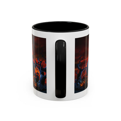 Halloween Pumpkin Accent Mug, Spooky Coffee Cup, Fall Decor, Trick or Treat Gift, Dark Themed Drinkware, Halloween 2023,