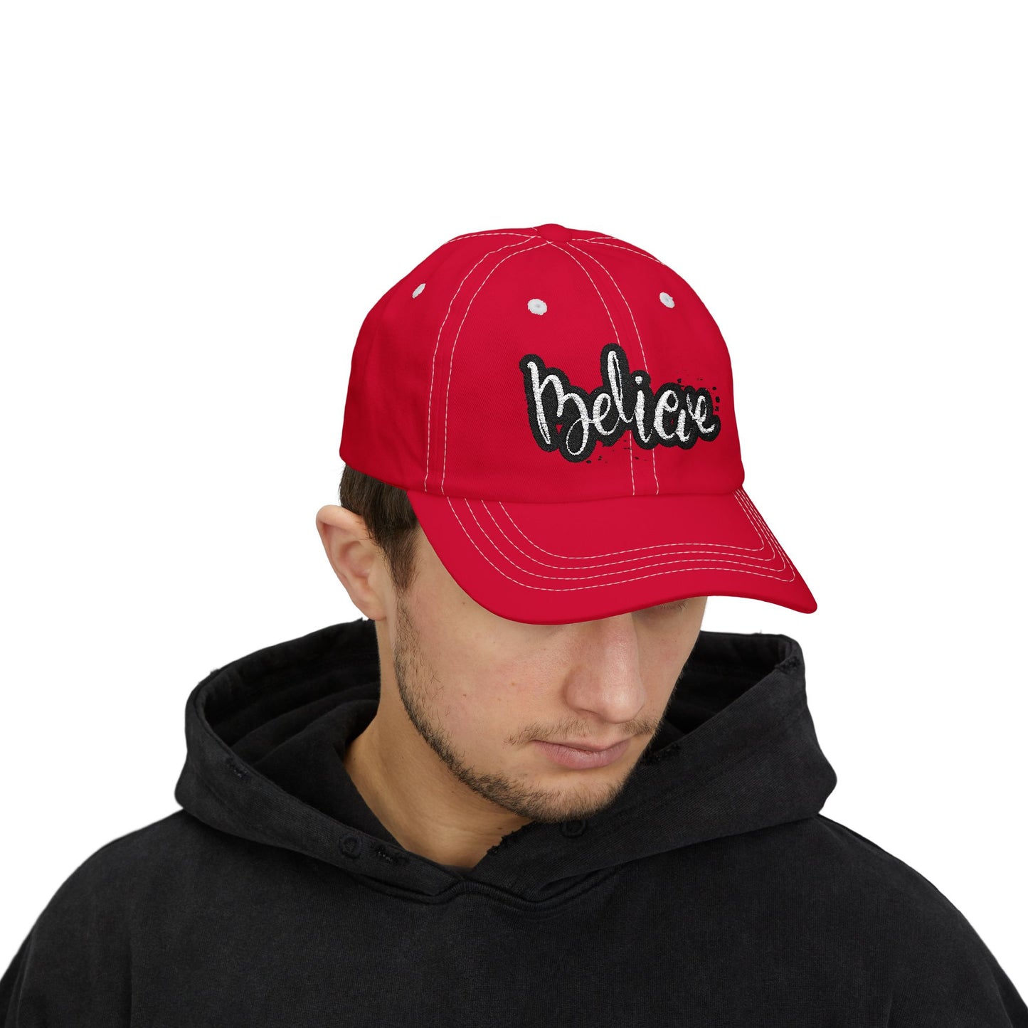 Believe Classic Dad Cap, Motivational Hat, Gift for Dad, Casual Cap, Summer Accessory, Adjustable White Cap