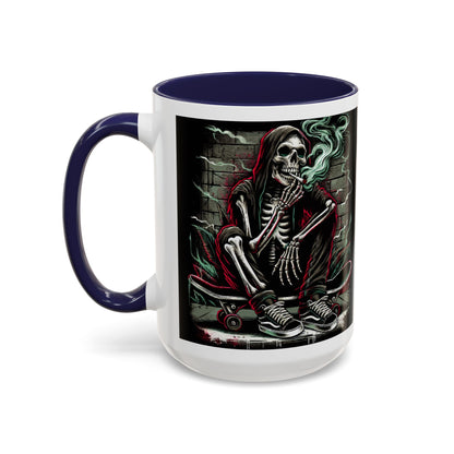Gothic Skeleton Coffee Mug - Perfect for Halloween Decor, Gift for Skaters, Unique Drinkware, Spooky Vibe, 11 & 15oz Options