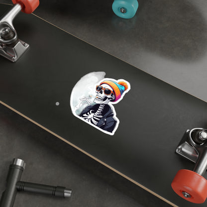 Chill Skeleton Die-Cut Stickers - Cool Vibes for Laptops, Water Bottles, and More - Perfect for Halloween, Parties, or Daily Fun!