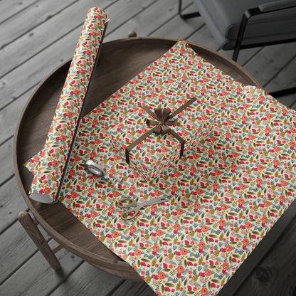 Floral Wrapping Paper for All Occasions, Gift Wrap Roll, Birthday, Holiday, Eco-Friendly, Festive Gift Packaging, Artisan Design